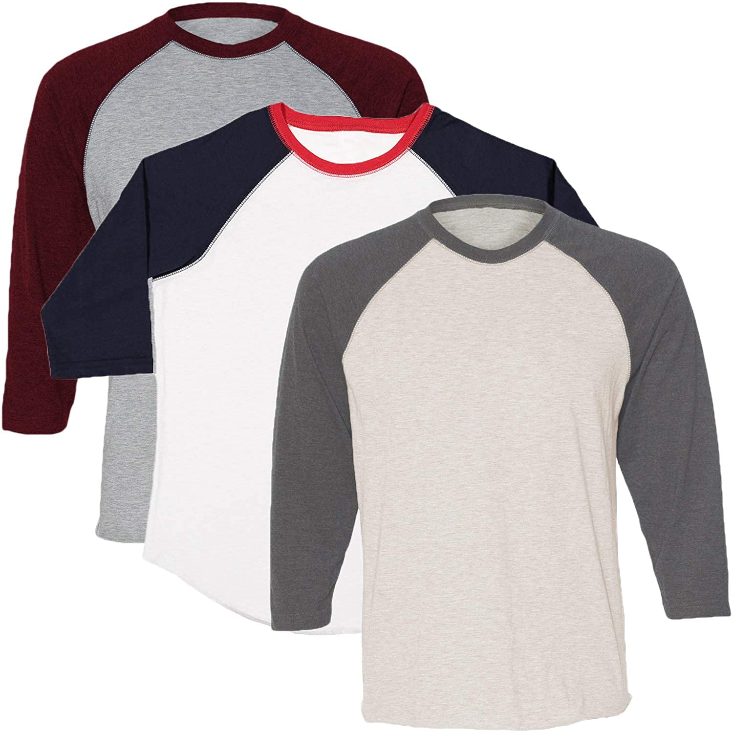 Marky G Apparel Girls' Baseball 3/4 Sleeve T-Shirt (Pack of 3)