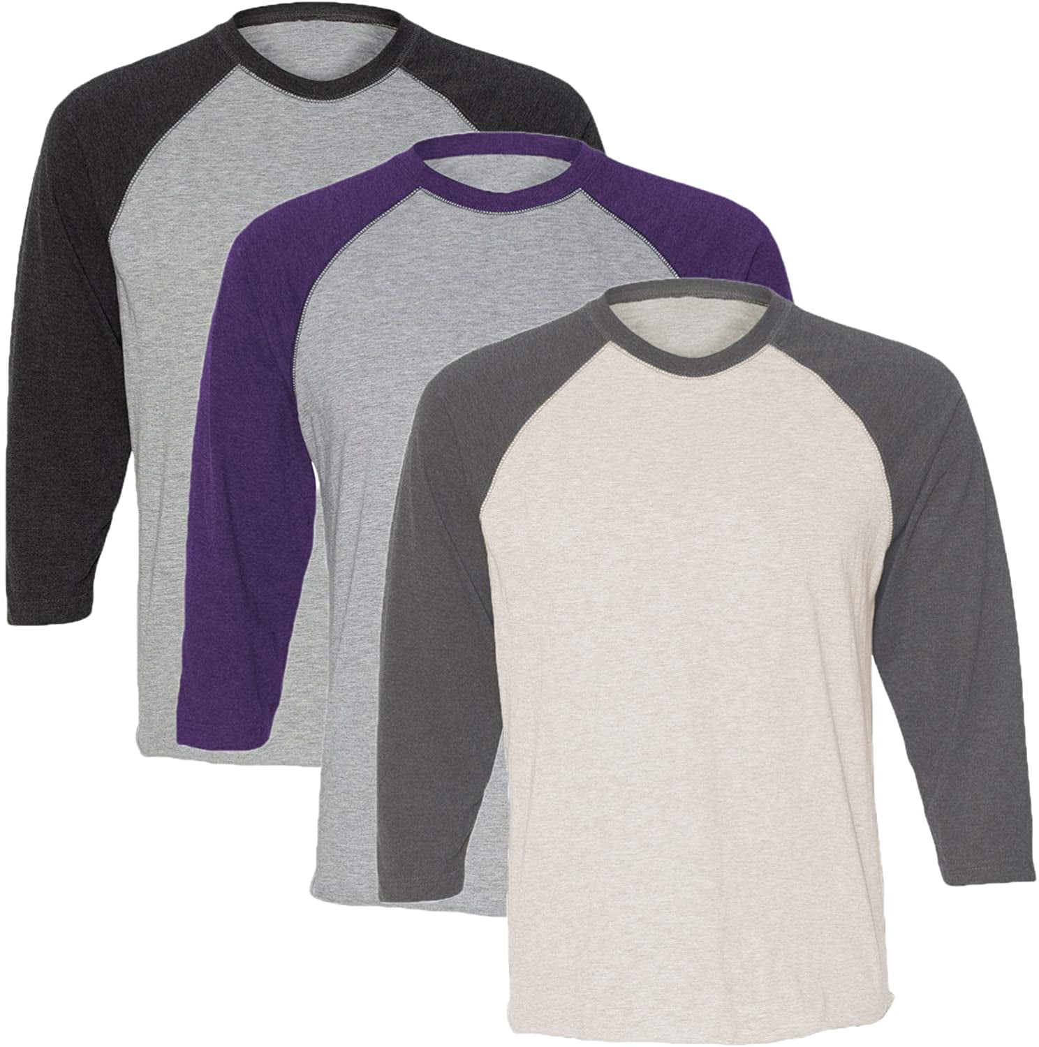 Marky G Apparel Girls' Baseball 3/4 Sleeve T-Shirt (Pack of 3)