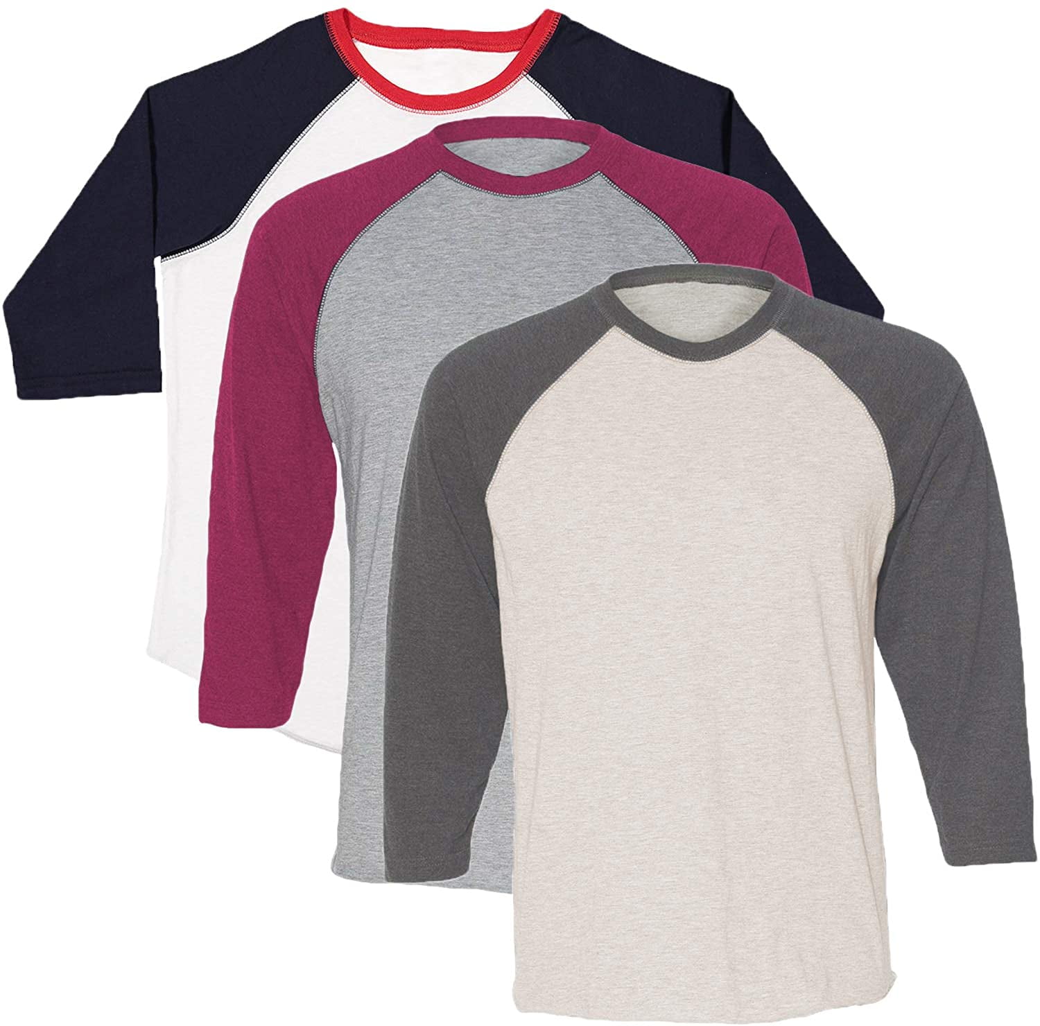 Marky G Apparel Girls' Baseball 3/4 Sleeve T-Shirt (Pack of 3)