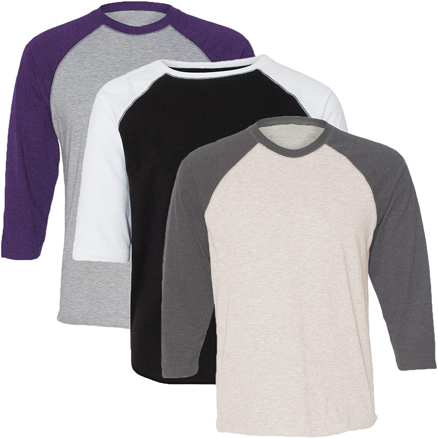 Marky G Apparel Girls' Baseball 3/4 Sleeve T-Shirt (Pack of 3)