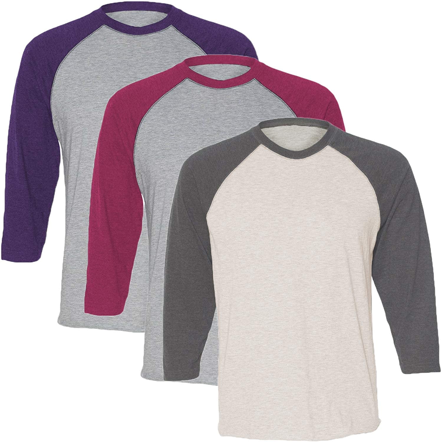 Marky G Apparel Girls' Baseball 3/4 Sleeve T-Shirt (Pack of 3)