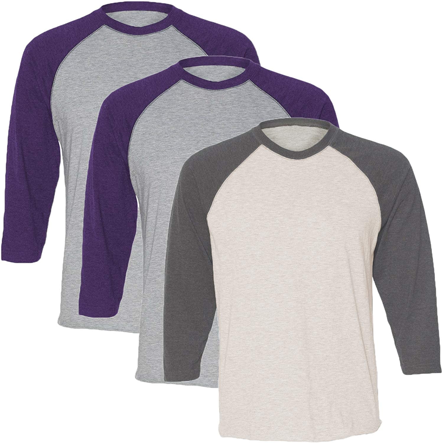 Marky G Apparel Girls' Baseball 3/4 Sleeve T-Shirt (Pack of 3)