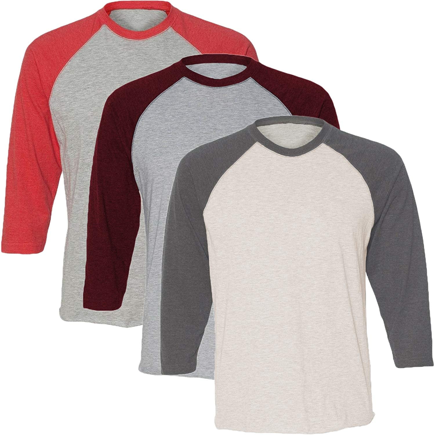 Marky G Apparel Girls' Baseball 3/4 Sleeve T-Shirt (Pack of 3)