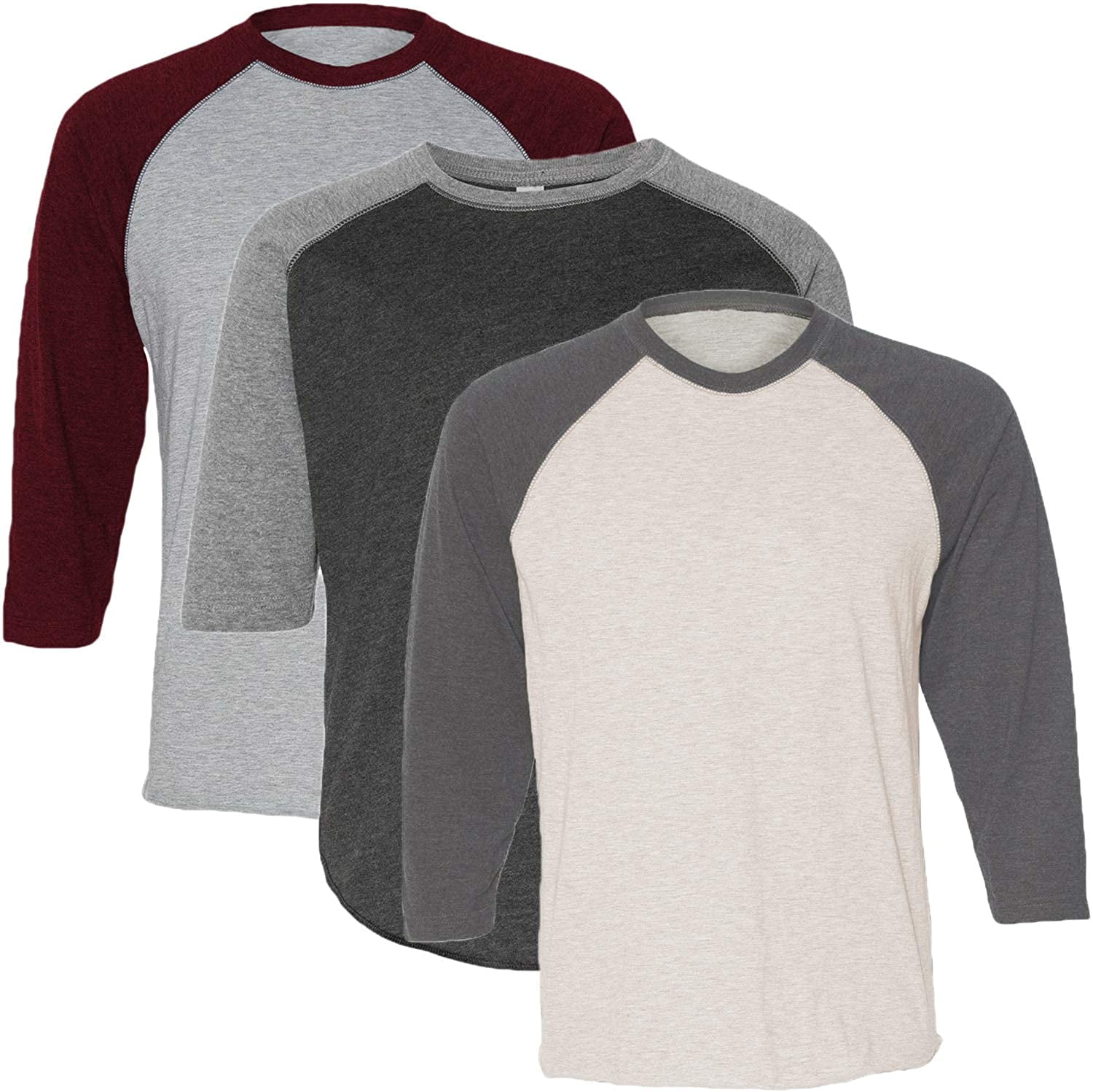 Marky G Apparel Girls' Baseball 3/4 Sleeve T-Shirt (Pack of 3)