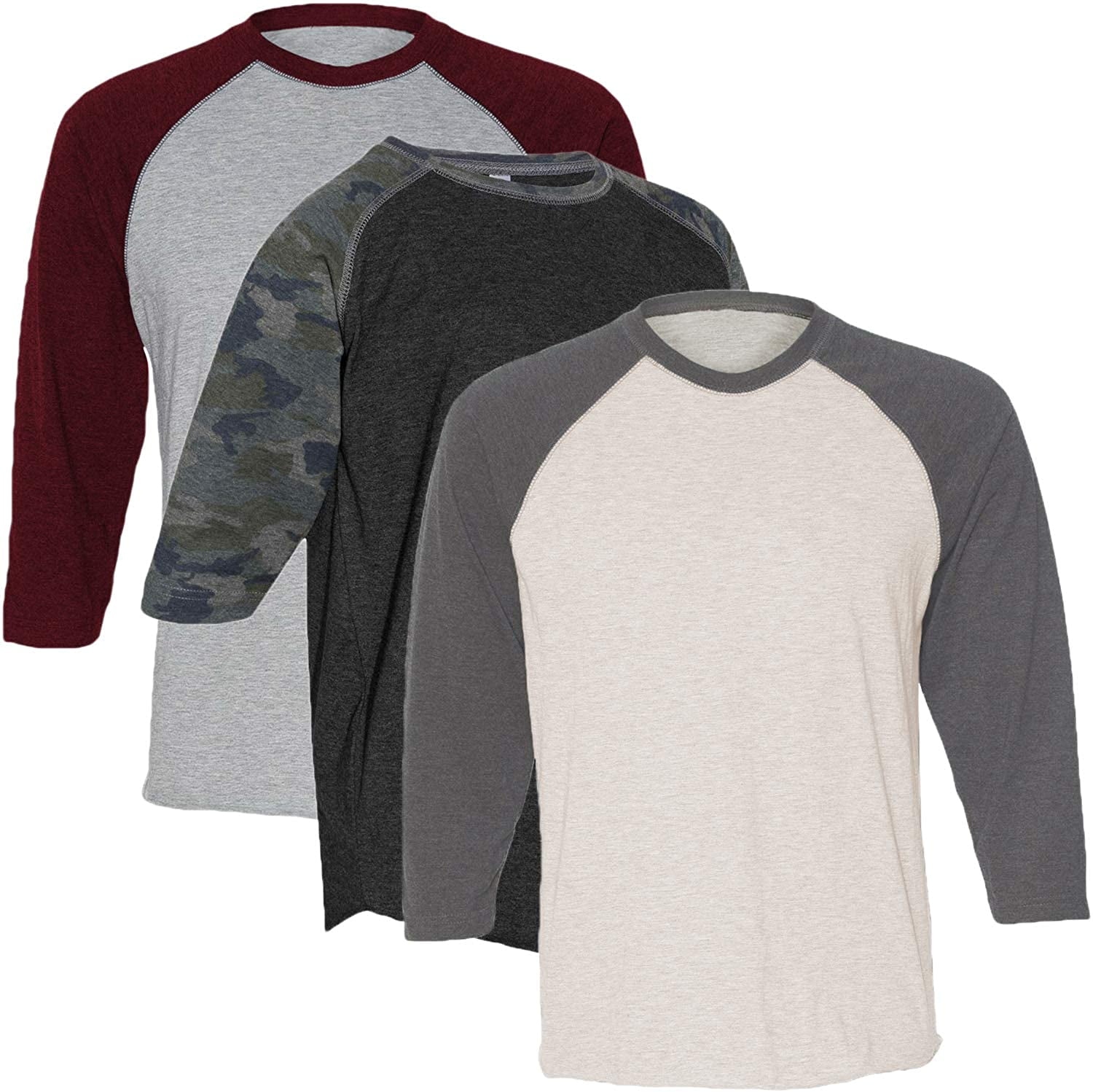 Marky G Apparel Girls' Baseball 3/4 Sleeve T-Shirt (Pack of 3)