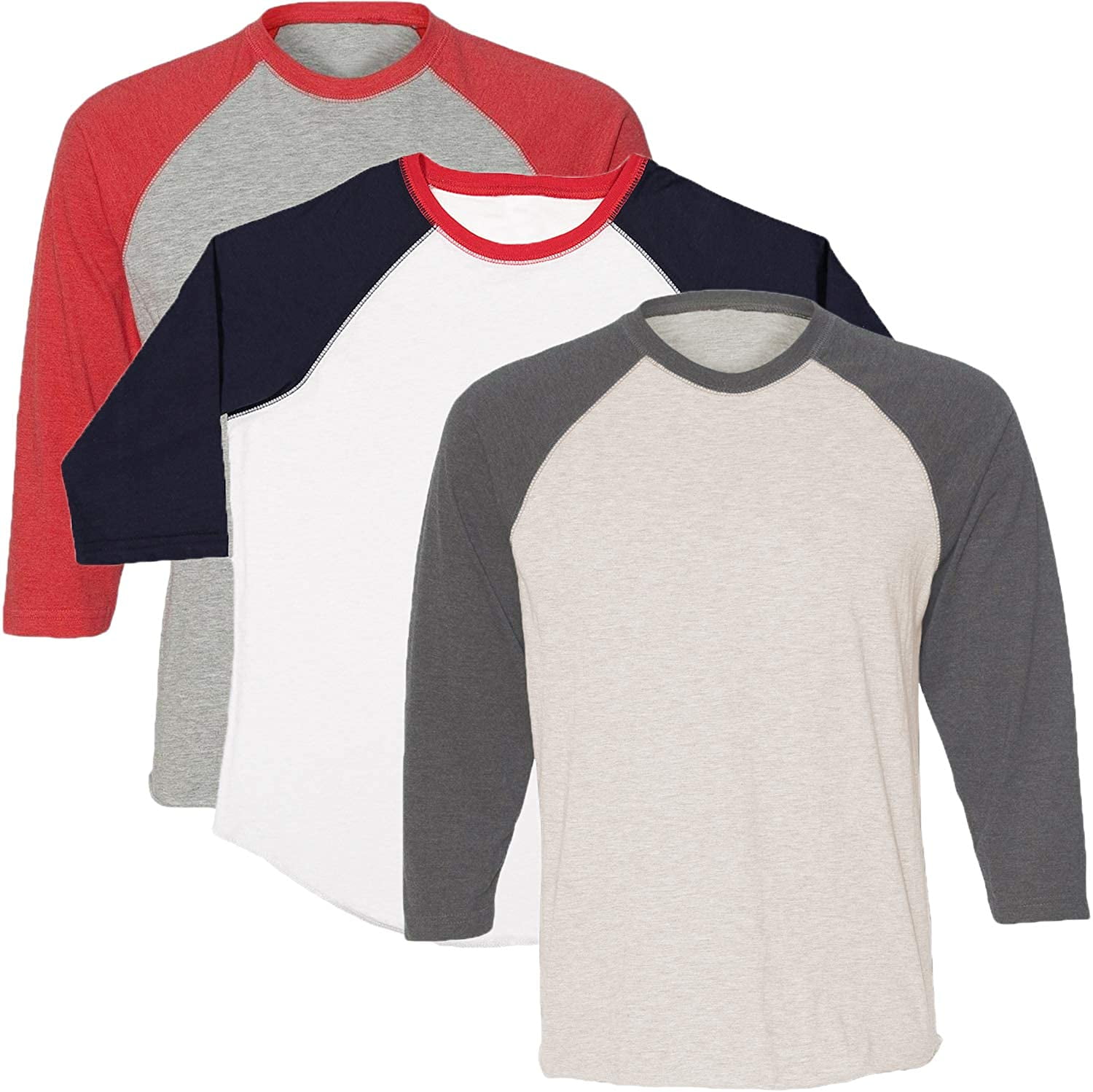 Marky G Apparel Girls' Baseball 3/4 Sleeve T-Shirt (Pack of 3)