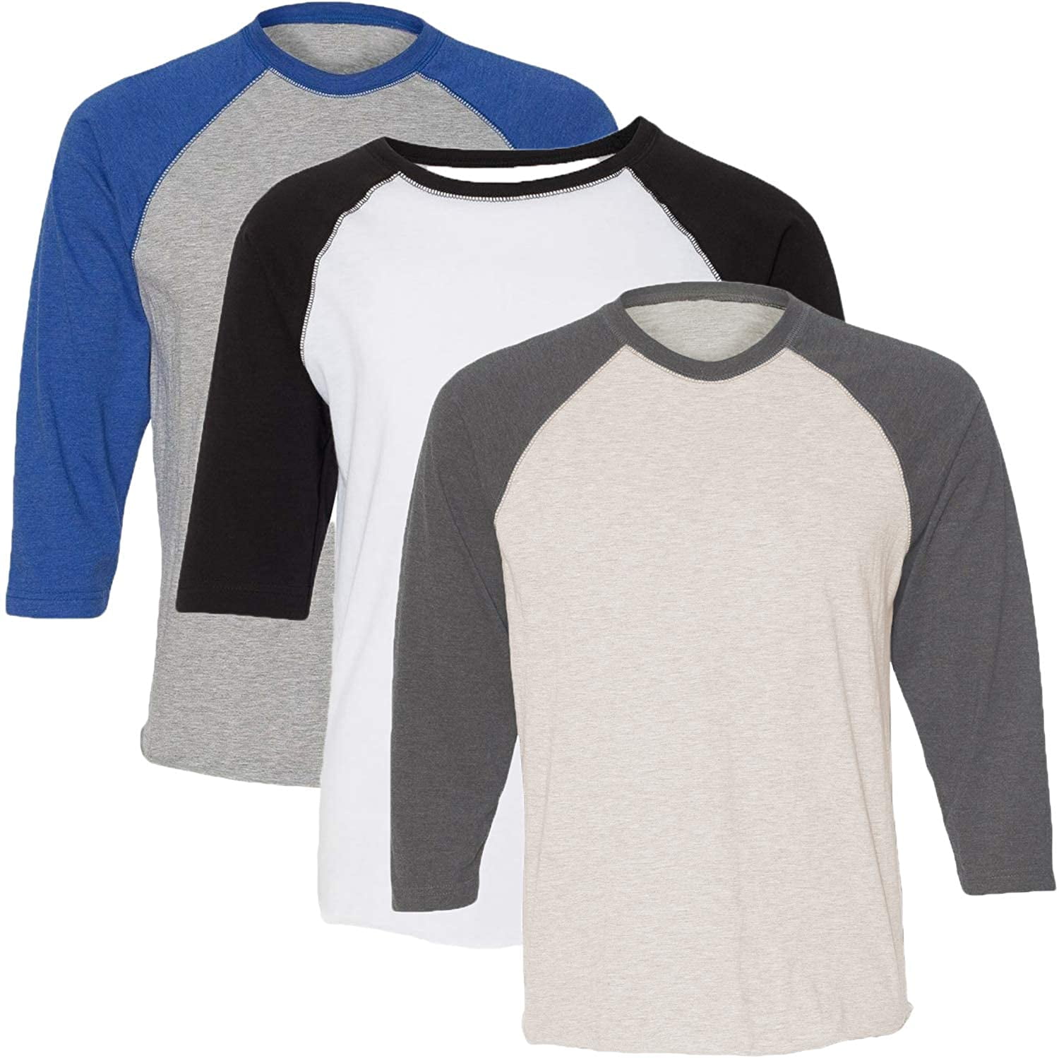 Marky G Apparel Girls' Baseball 3/4 Sleeve T-Shirt (Pack of 3)