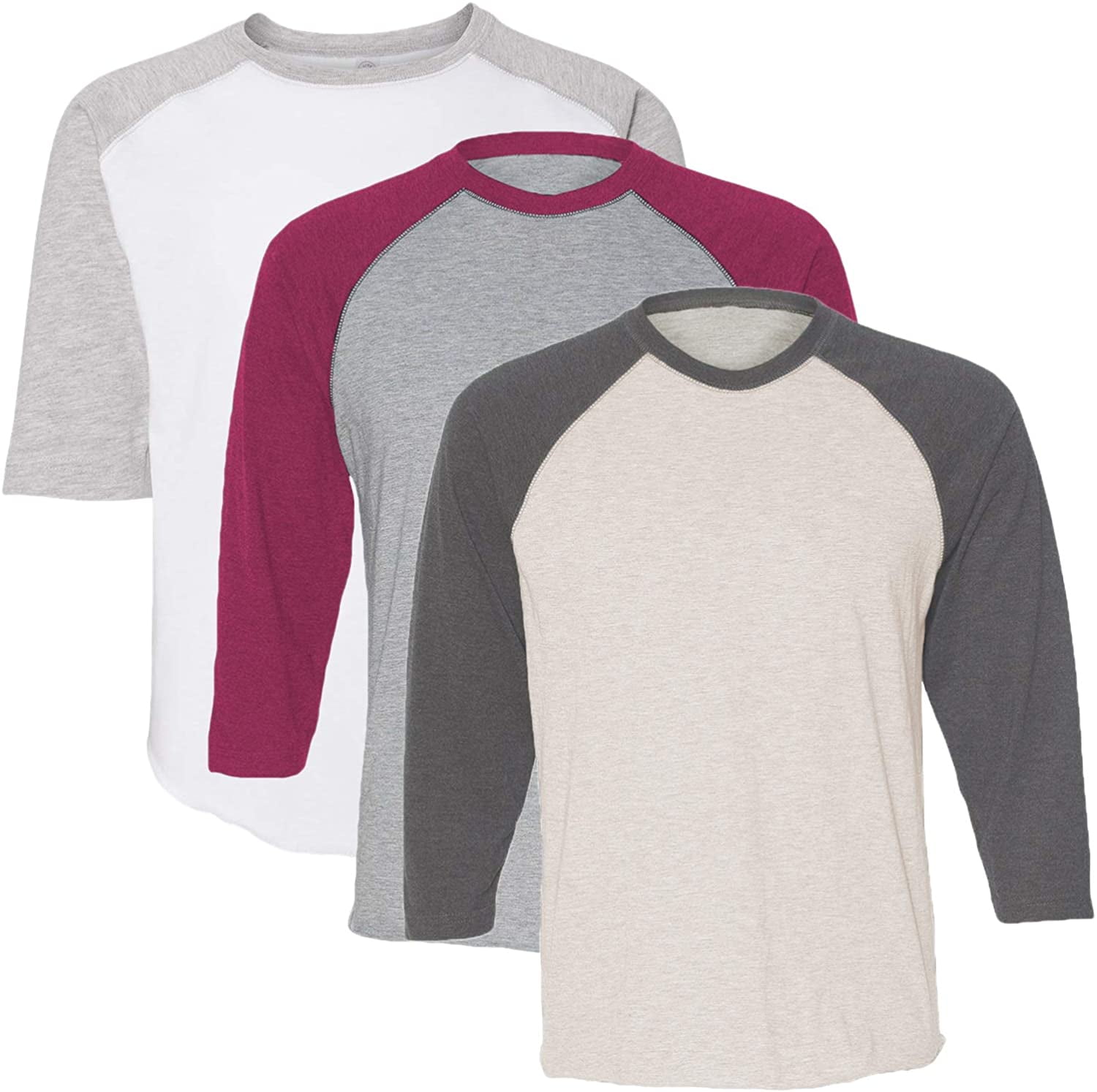 Marky G Apparel Girls' Baseball 3/4 Sleeve T-Shirt (Pack of 3)