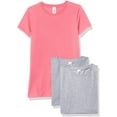thumbnail image 1 of Marky G Apparel Girls' Short-Sleeve Crew Neck Slim-Fit T-Shirts 100% Cotton, L, Hot Pink/Heather/Heather(Pack of 3), 1 of 6