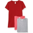 thumbnail image 1 of Marky G Apparel Girls' Short-Sleeve Crew Neck Slim-Fit T-Shirts 100% Cotton, L, Hot Pink/Red/Heather(Pack of 3), 1 of 6
