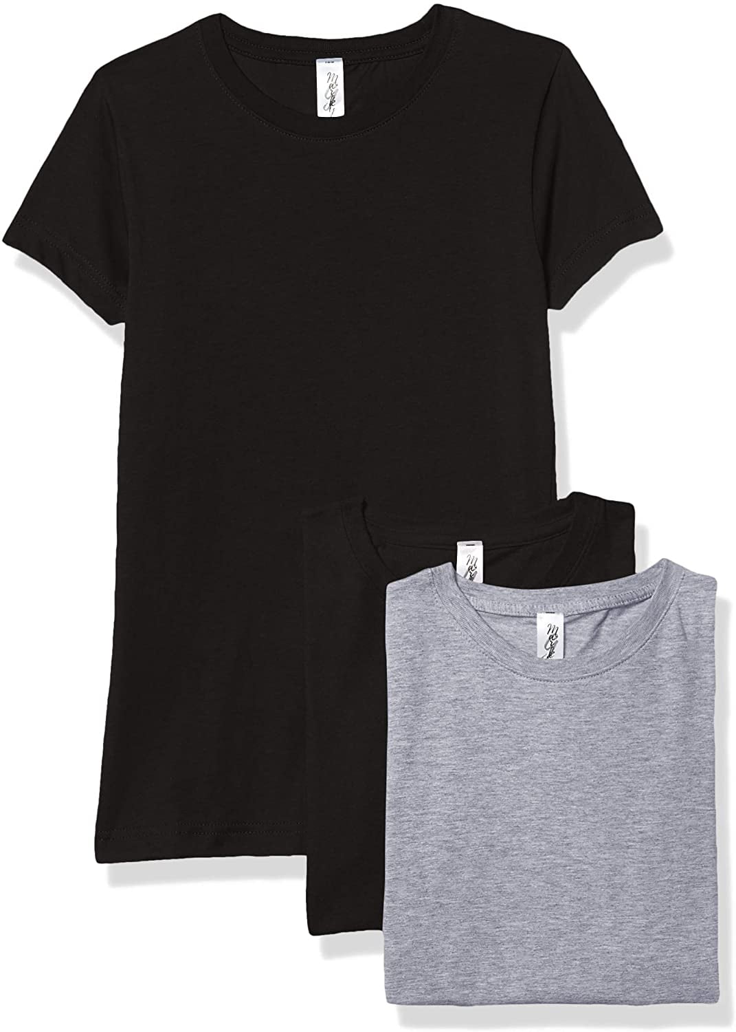Marky G Apparel Girls' Short-Sleeve Crew Neck Slim-Fit T-Shirts 100% Cotton, M, Heather/Red/Heather(Pack of 3)