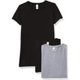 thumbnail image 1 of Marky G Apparel Girls' Short-Sleeve Crew Neck Slim-Fit T-Shirts 100% Cotton, M, Heather/Red/Heather(Pack of 3), 1 of 6