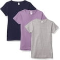 thumbnail image 1 of Marky G Apparel Girls' Short-Sleeve Crew Neck Slim-Fit T-Shirts 100% Cotton, M, Lavender/Navy/Heather(Pack of 3), 1 of 6