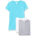 thumbnail image 1 of Marky G Apparel Girls' Short-Sleeve Crew Neck Slim-Fit T-Shirts 100% Cotton, M, White/Aqua/Heather(Pack of 3), 1 of 6