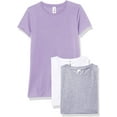 thumbnail image 1 of Marky G Apparel Girls' Short-Sleeve Crew Neck Slim-Fit T-Shirts 100% Cotton, M, White/Lavender/Heather(Pack of 3), 1 of 6