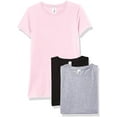 thumbnail image 1 of Marky G Apparel Girls' Short-Sleeve Crew Neck Slim-Fit T-Shirts 100% Cotton, S, Black/Pink/Heather(Pack of 3), 1 of 6