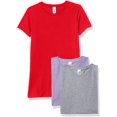 thumbnail image 1 of Marky G Apparel Girls' Short-Sleeve Crew Neck Slim-Fit T-Shirts 100% Cotton, S, Red/Lavender/Heather(Pack of 3), 1 of 6
