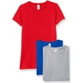 thumbnail image 1 of Marky G Apparel Girls' Short-Sleeve Crew Neck Slim-Fit T-Shirts 100% Cotton, S, Royal/Red/Heather(Pack of 3), 1 of 6