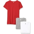 thumbnail image 1 of Marky G Apparel Girls' Short-Sleeve Crew Neck Slim-Fit T-Shirts 100% Cotton, S, White/Red/Heather(Pack of 3), 1 of 6
