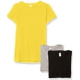 thumbnail image 1 of Marky G Apparel Girls' Short-Sleeve Crew Neck Slim-Fit T-Shirts 100% Cotton, XL, Black/Yellow/Heather(Pack of 3), 1 of 6