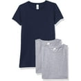thumbnail image 1 of Marky G Apparel Girls' Short-Sleeve Crew Neck Slim-Fit T-Shirts 100% Cotton, XL, Heather/Navy/Heather(Pack of 3), 1 of 6