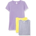thumbnail image 1 of Marky G Apparel Girls' Short-Sleeve Crew Neck Slim-Fit T-Shirts 100% Cotton, XL, Lavender/Yellow/Heather(Pack of 3), 1 of 6