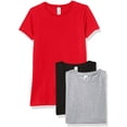 thumbnail image 1 of Marky G Apparel Girls' Short-Sleeve Crew Neck Slim-Fit T-Shirts 100% Cotton, XS, Black/Red/Heather(Pack of 3), 1 of 6