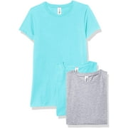 Marky G Apparel Girls Short-Sleeve Crew Neck Slim-Fit T-Shirts 100% Cotton, XS, Caribbean/Caribbean/HeatherPack of 3