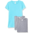 thumbnail image 1 of Marky G Apparel Girls' Short-Sleeve Crew Neck Slim-Fit T-Shirts 100% Cotton, XS, Heather/Aqua/Heather(Pack of 3), 1 of 6
