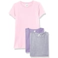 thumbnail image 1 of Marky G Apparel Girls' Short-Sleeve Crew Neck Slim-Fit T-Shirts 100% Cotton, XS, Pink/Lavender/Heather(Pack of 3), 1 of 6
