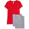 thumbnail image 1 of Marky G Apparel Girls' Short-Sleeve Crew Neck Slim-Fit T-Shirts 100% Cotton, XS, Red/Lavender/Heather(Pack of 3), 1 of 6