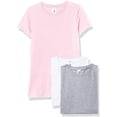 thumbnail image 1 of Marky G Apparel Girls' Short-Sleeve Crew Neck Slim-Fit T-Shirts 100% Cotton, XS, White/Pink/Heather(Pack of 3), 1 of 6