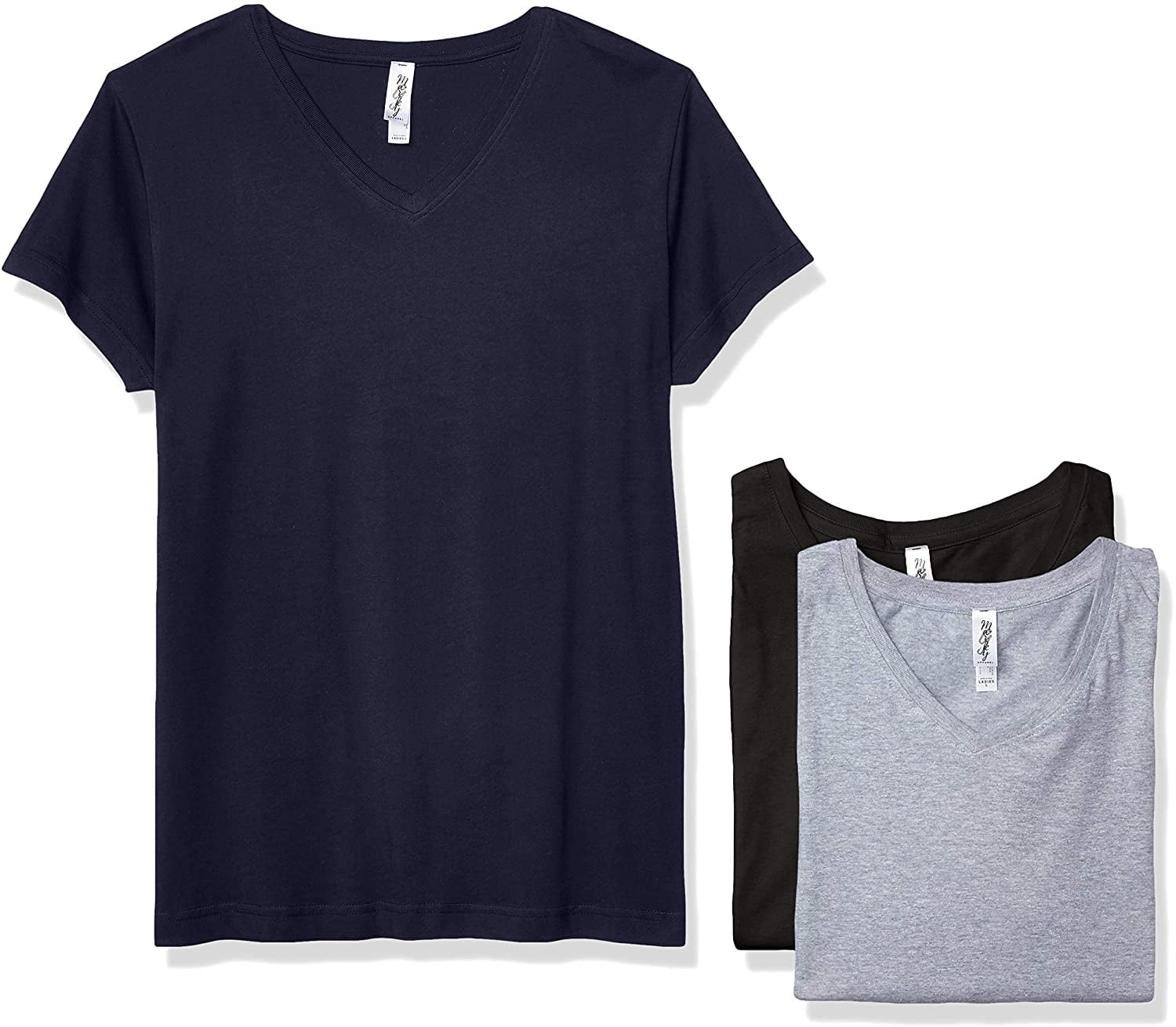 Marky G Apparel Short Sleeve V-Neck Solid T-Shirt (Women's) 3 Pack