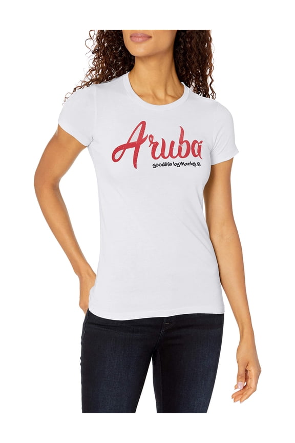 Women's Casual Short Sleeve Crewneck Tops Blouses Slim Fit T-Shirt with Antigua Printed, White, M