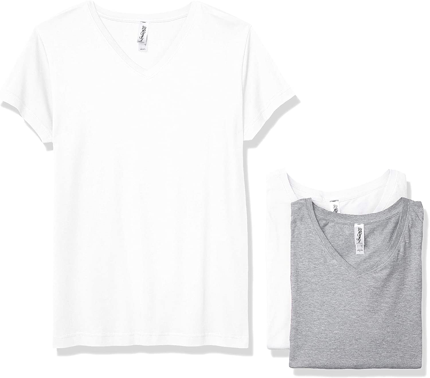 Marky G Apparel Women's Fine Jersey V-Neck Longer Length T-Shirt (Pack of 3)