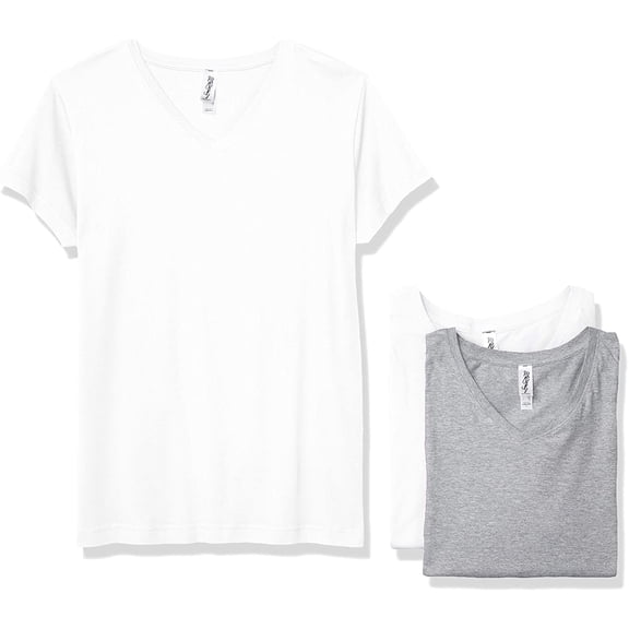 Marky G Apparel Women's Fine Jersey V-Neck Longer Length T-Shirt (Pack of 3)