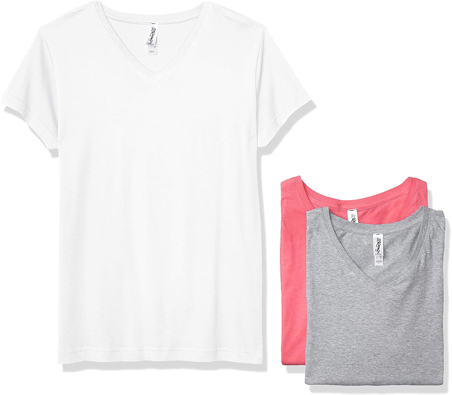Marky G Apparel Women's Fine Jersey V-Neck Longer Length T-Shirt (Pack of 3)