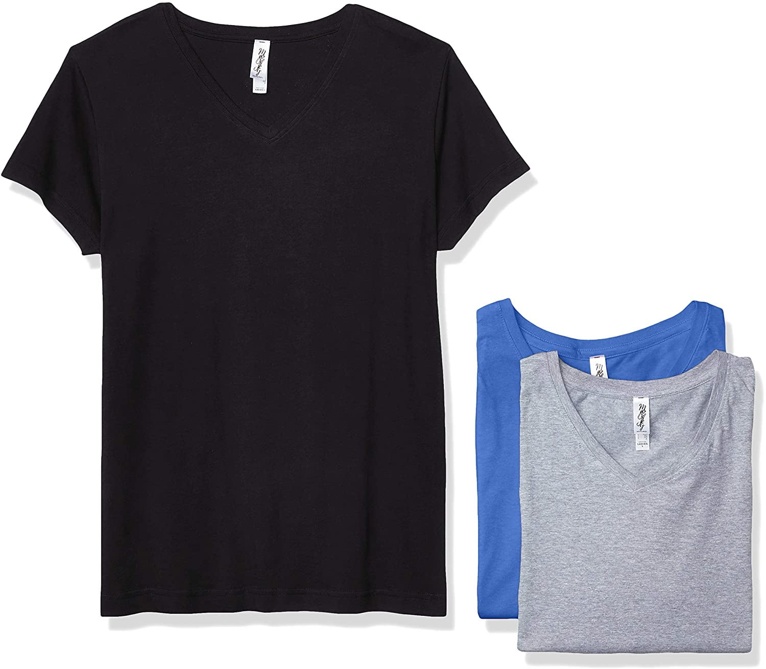 Marky G Apparel Women's Fine Jersey V-Neck Longer Length T-Shirt (Pack of 3)