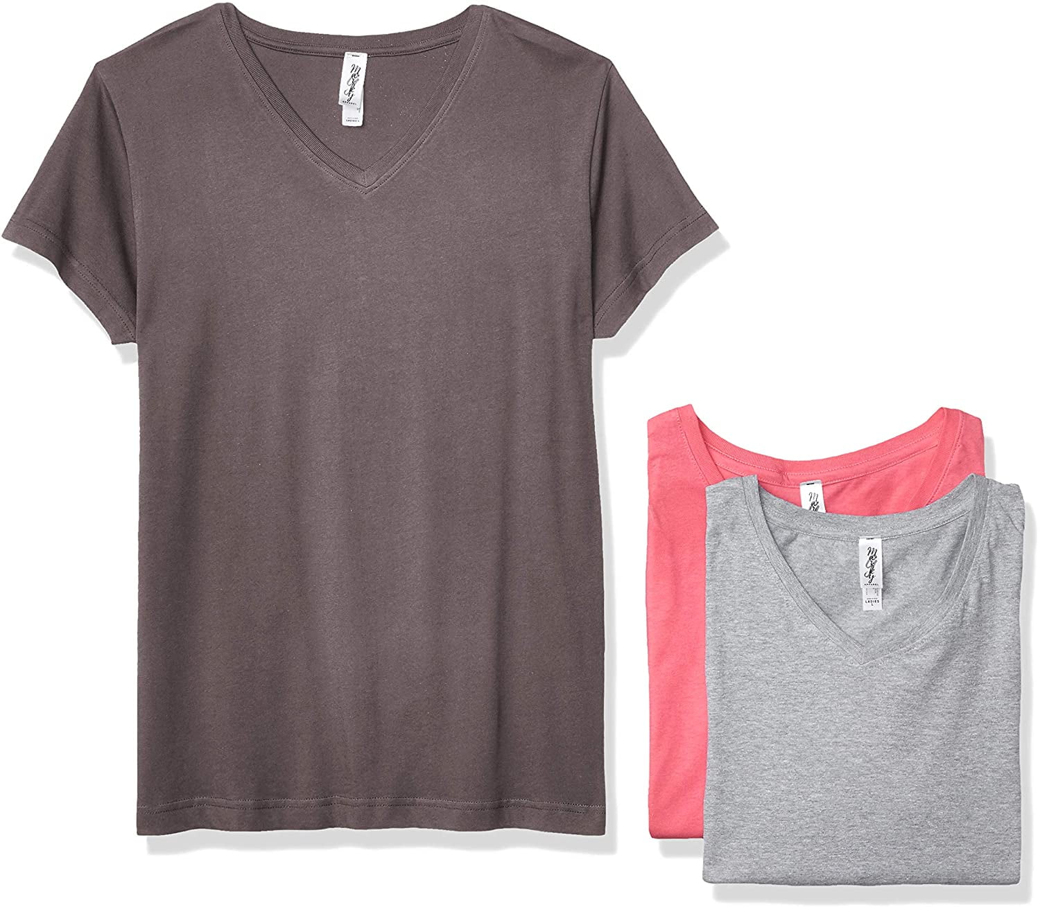 Marky G Apparel Women's Fine Jersey V-Neck Longer Length T-Shirt (Pack of 3)