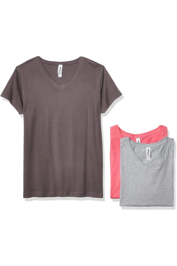 Women's Fine Jersey V-Neck Longer Length T-Shirt (Pack of 3)