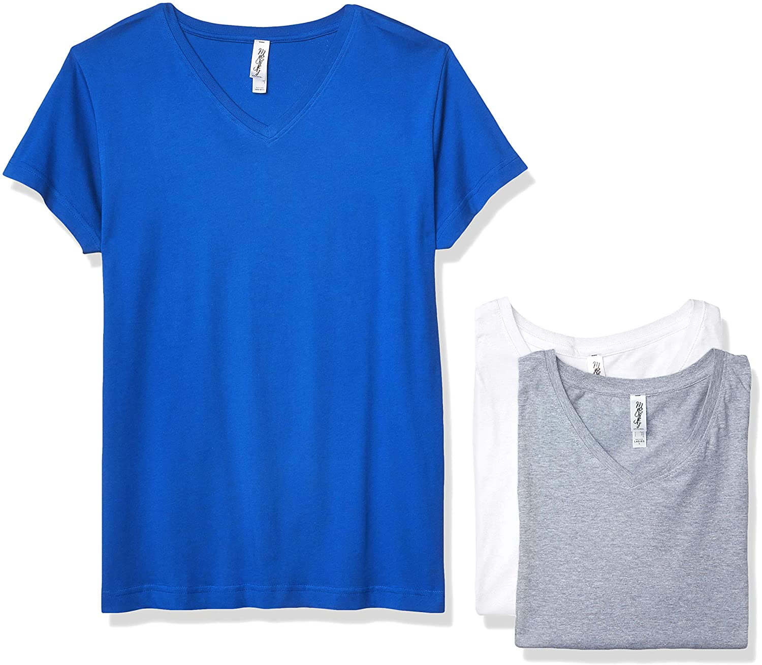 Marky G Apparel Women's Fine Jersey V-Neck Longer Length T-Shirt (Pack of 3)