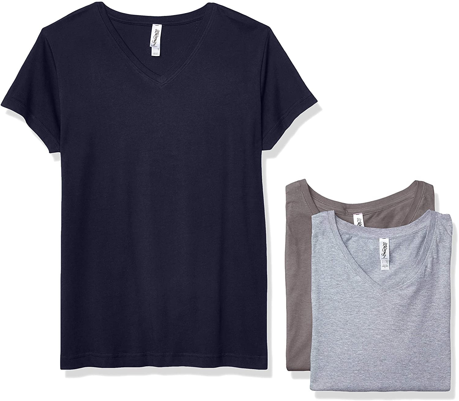 Marky G Apparel Women's Fine Jersey V-Neck Longer Length T-Shirt (Pack of 3)