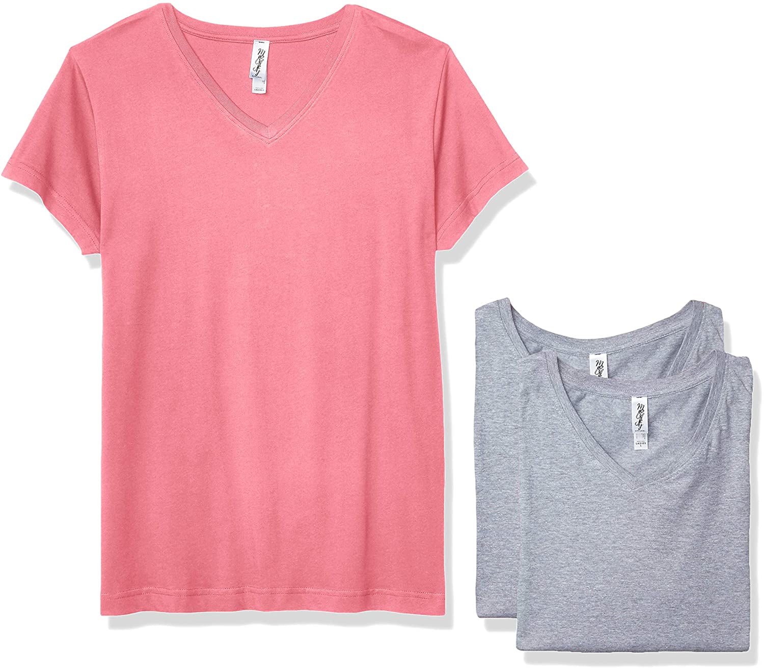 Marky G Apparel Women's Fine Jersey V-Neck Longer Length T-Shirt (Pack of 3)