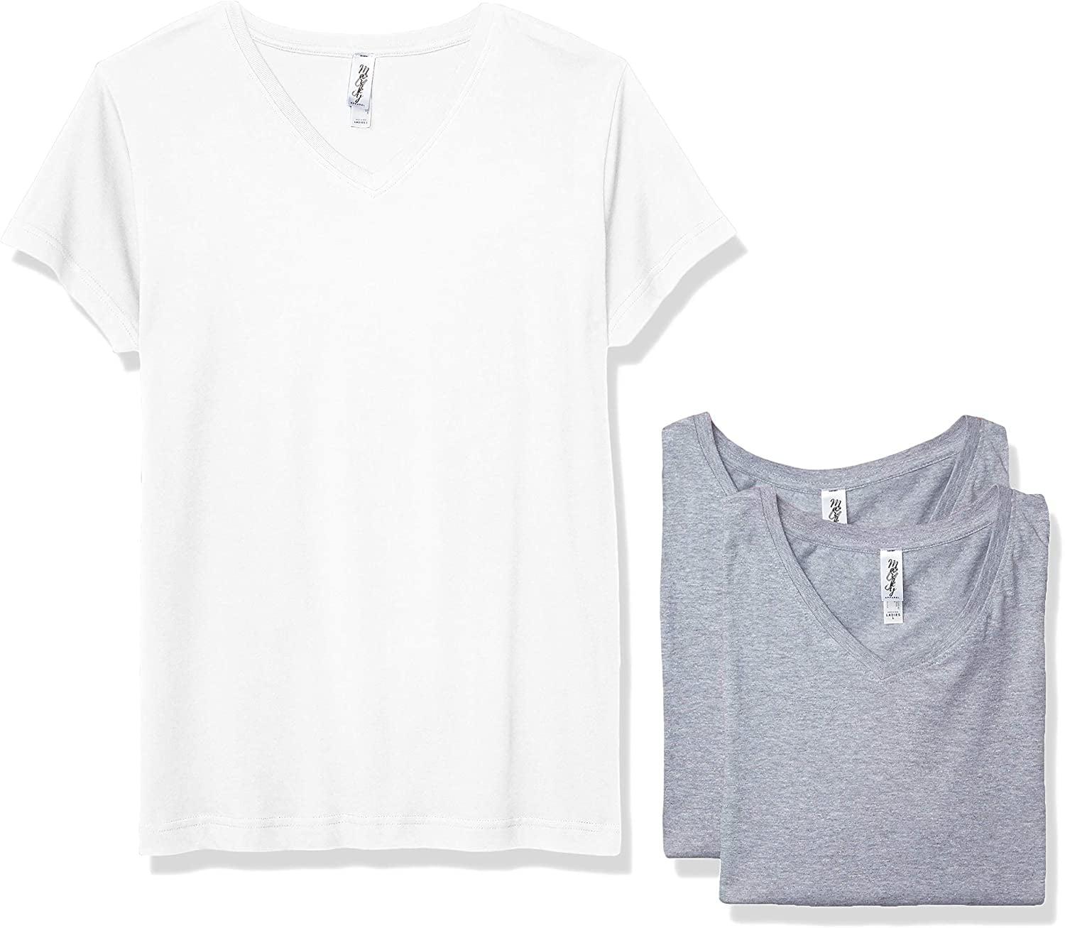 Marky G Apparel Women's Fine Jersey V-Neck Longer Length T-Shirt (Pack of 3)