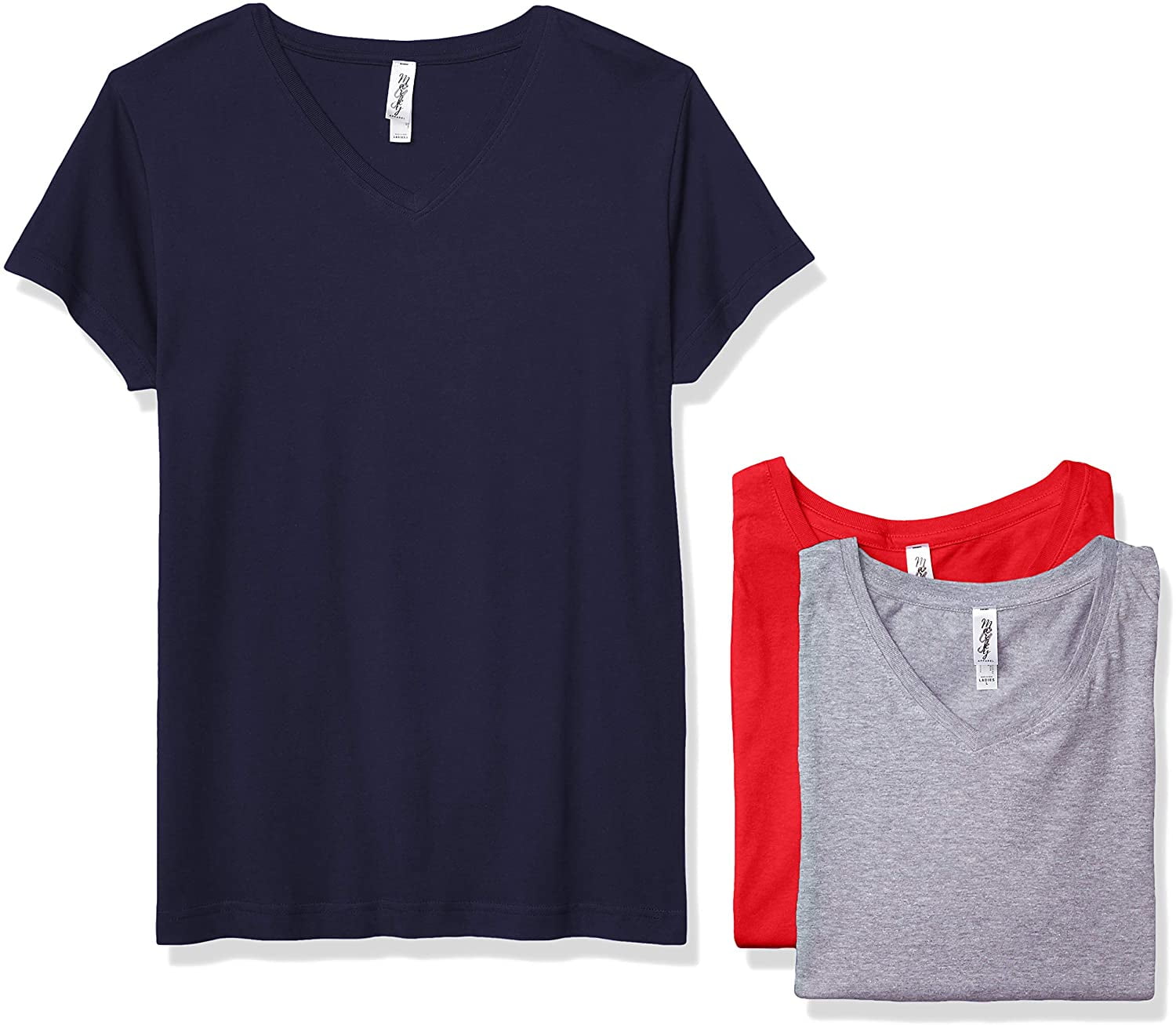 Marky G Apparel Women's Fine Jersey V-Neck Longer Length T-Shirt (Pack of 3)