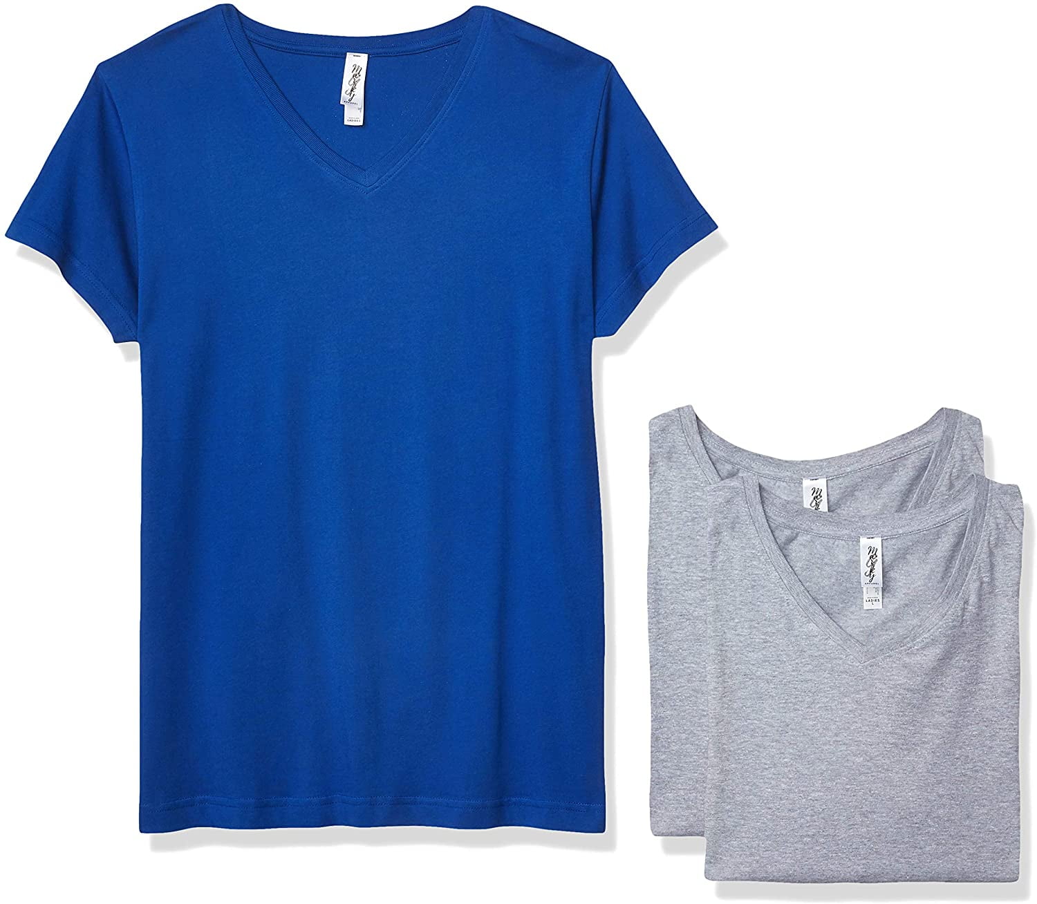 Marky G Apparel Women's Fine Jersey V-Neck Longer Length T-Shirt (Pack of 3)