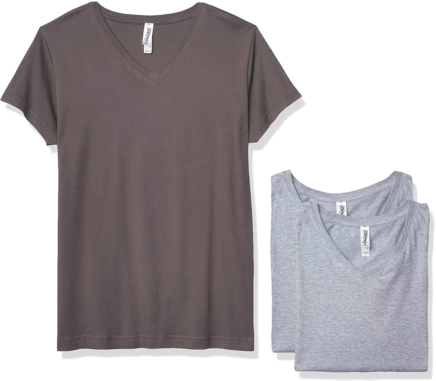 Marky G Apparel Women's Fine Jersey V-Neck Longer Length T-Shirt (Pack of 3)