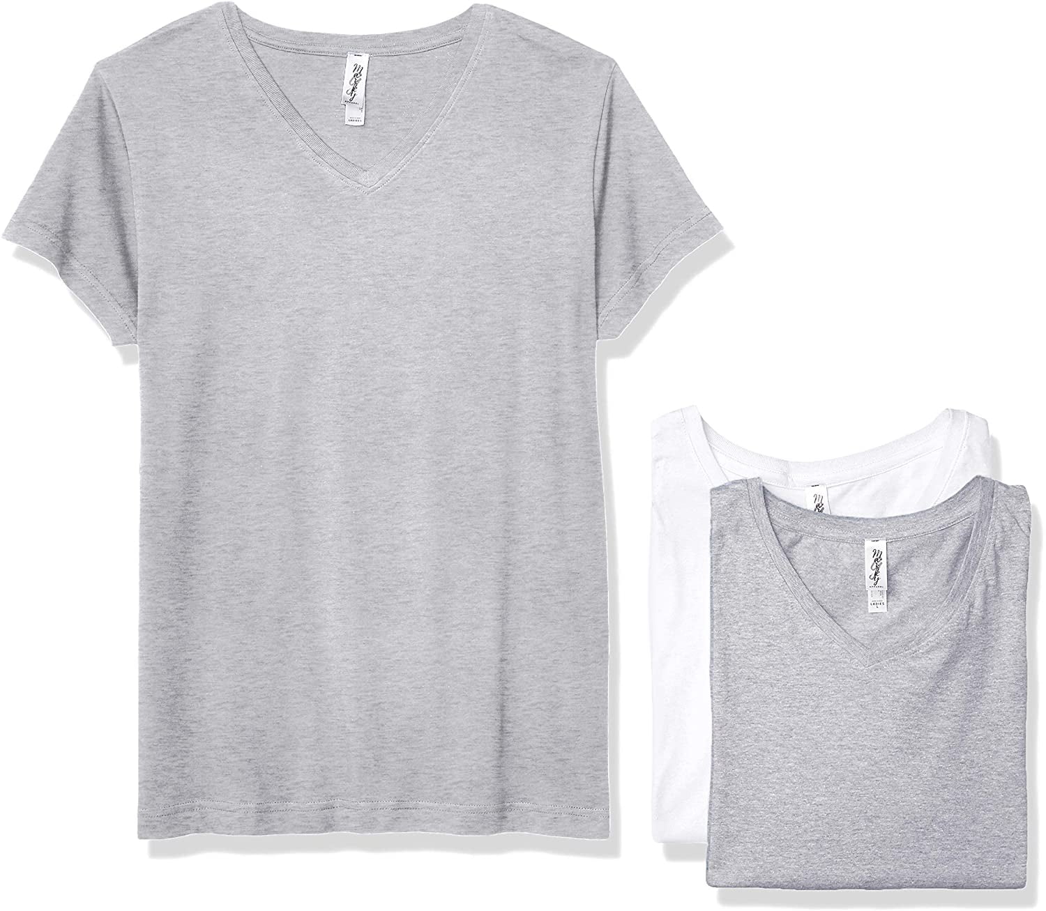 Marky G Apparel Women's Fine Jersey V-Neck Longer Length T-Shirt (Pack of 3)