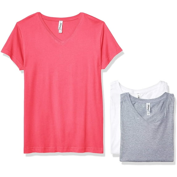 Marky G Apparel Women's Fine Jersey V-Neck Longer Length T-Shirt (Pack of 3)