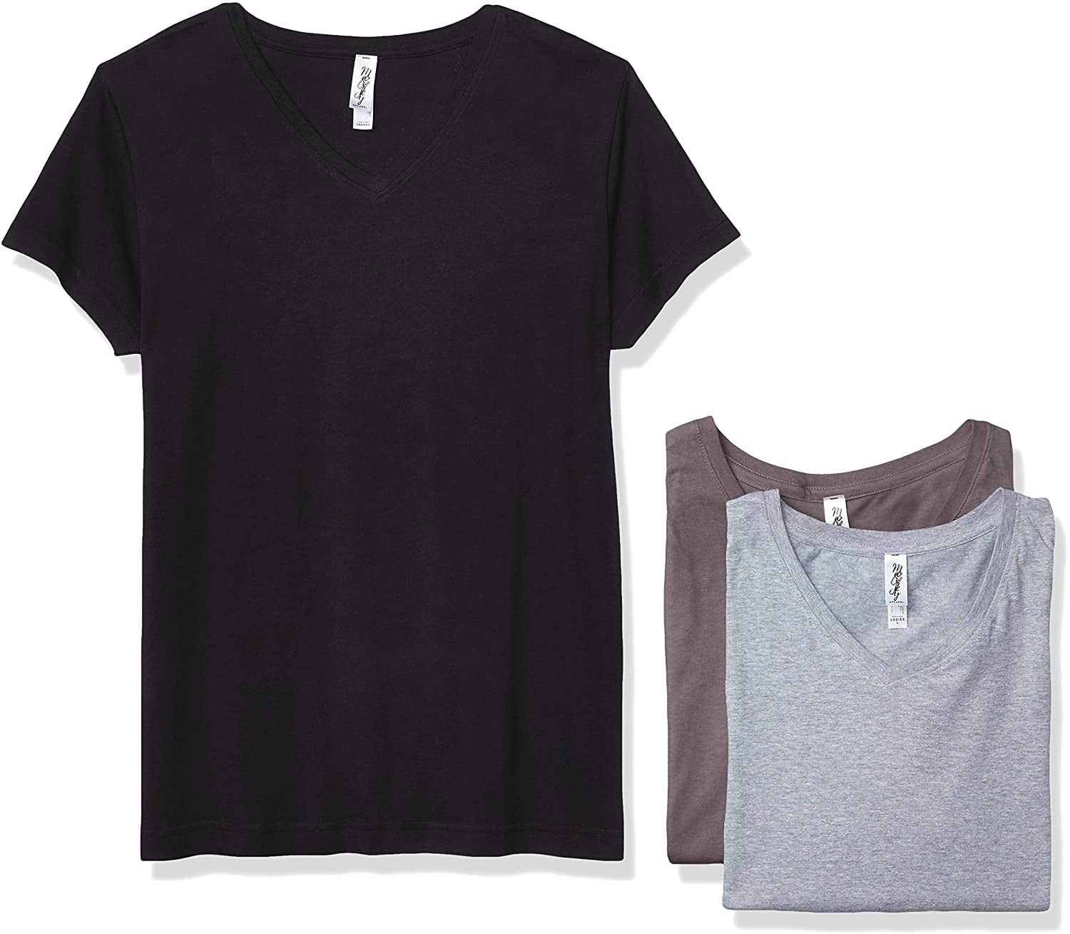 Marky G Apparel Women's Fine Jersey V-Neck Longer Length T-Shirt (Pack of 3)